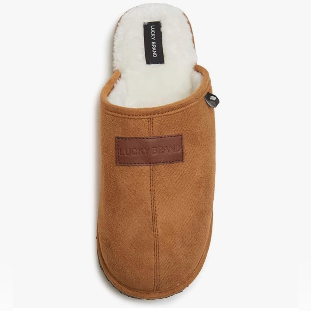 Lucky Brand XL 13-14| Men's Tan Micro-Suede Plush Lined Scuff Indoor Slippers